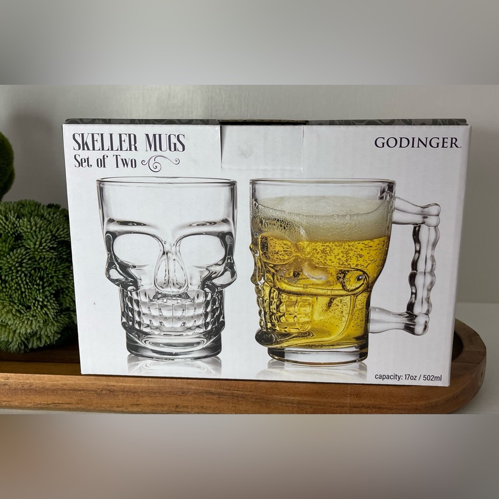Godinger Skeller Beer Mugs Set Of 2, New In Box